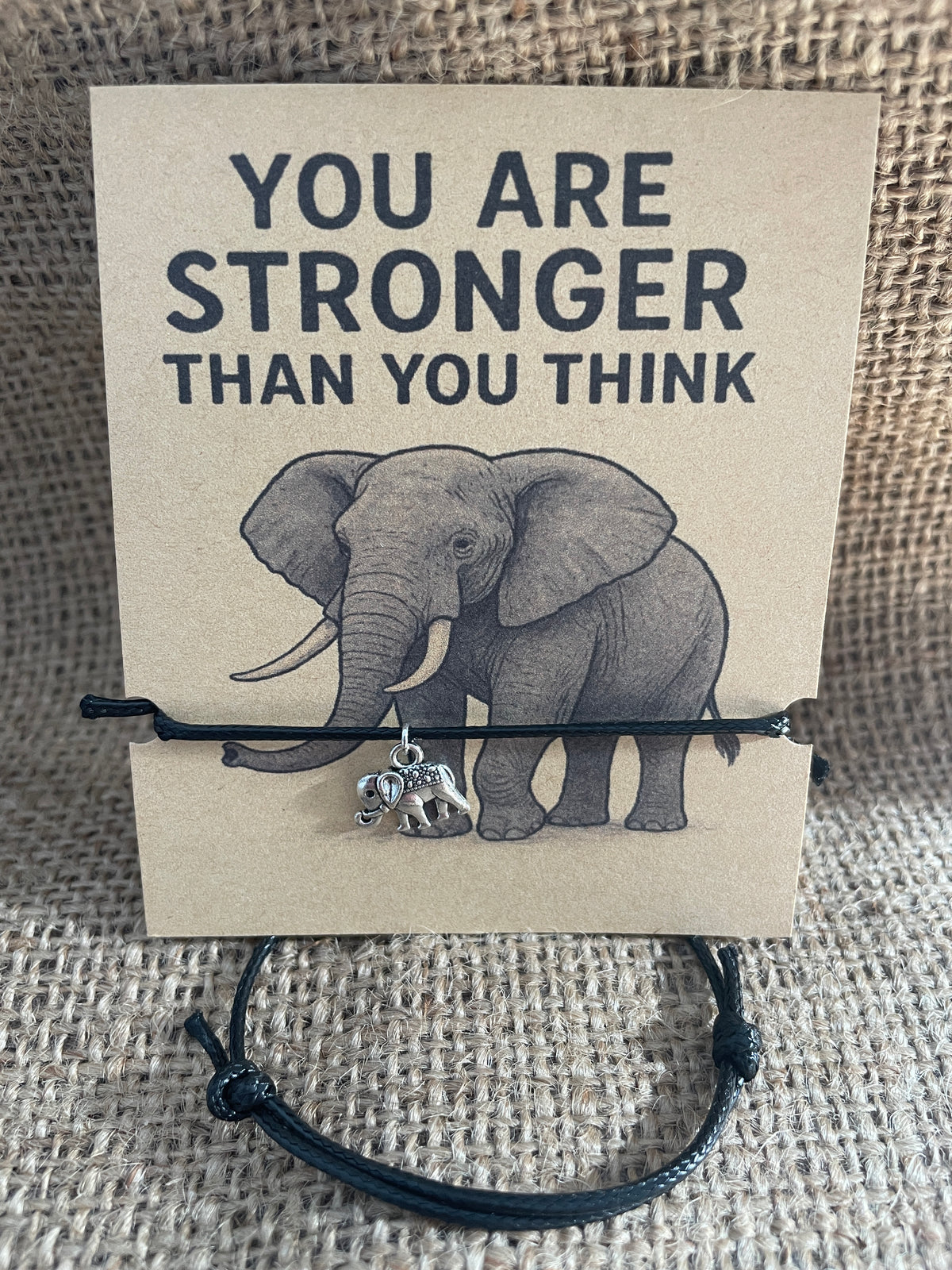 Elephant “You are stronger than you think” bracelet